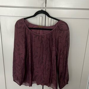 Piazza Roma Made in Italy Burgundy Top Lightweight Sheer Long Sleeves Small S